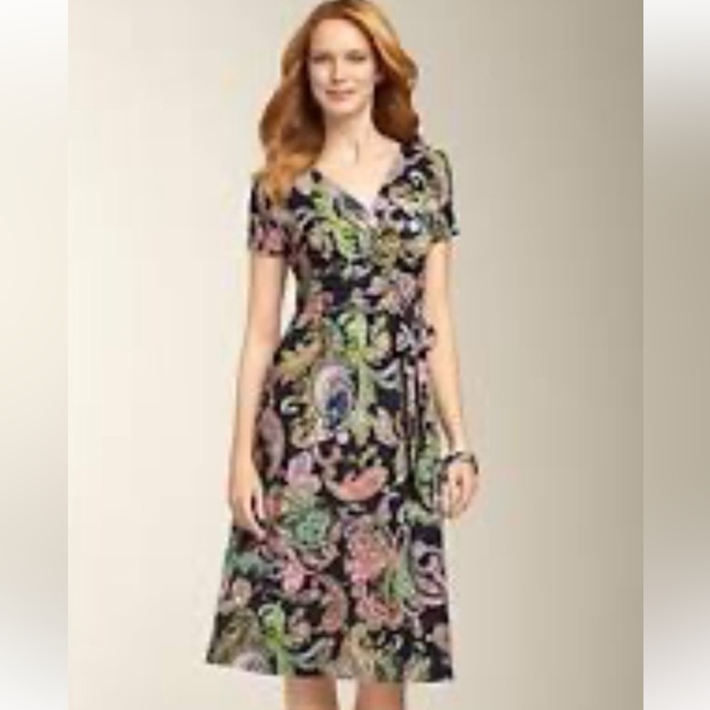 Talbots Faux Wrap Belted Dress. Size MP.